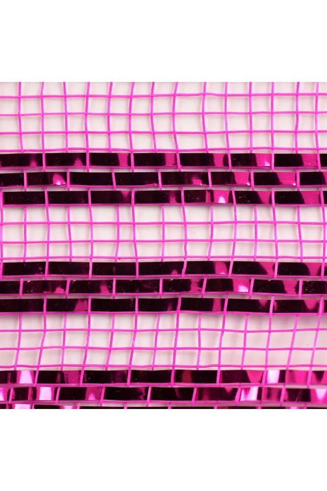 10.25" Border Stripe Metallic Mesh Ribbon: Hot Pink (10 Yards)