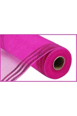 10.25" Border Stripe Metallic Mesh Ribbon: Hot Pink (10 Yards)