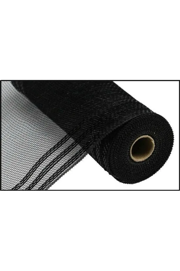 10.5" Border Stripe Metallic Mesh Ribbon: Black (10 Yards)