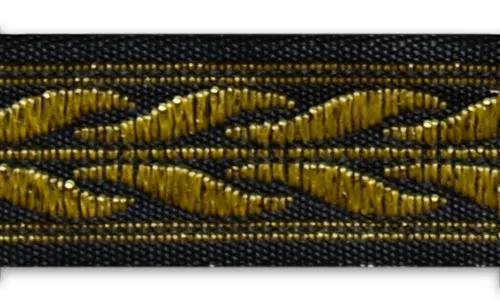 1/2" Classical Leaf Garland Gold & Black Woven Ribbon