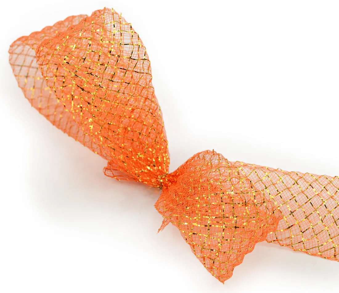 1.5" Deco Flex Mesh Ribbon: Metallic Orange (30 Yards)