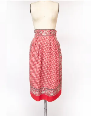 1940s Skirt Cotton Paisley Printed S