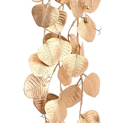 27" Gold Metallic Eucalyptus Hanging Bush Set Of 2