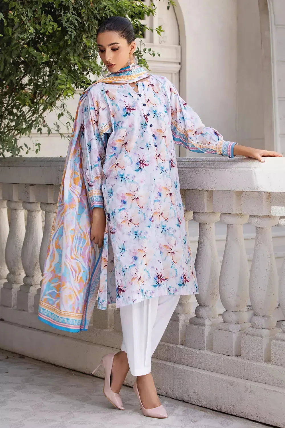 2PC Stitched Printed Lawn Shirt and Dupatta KSD-2675