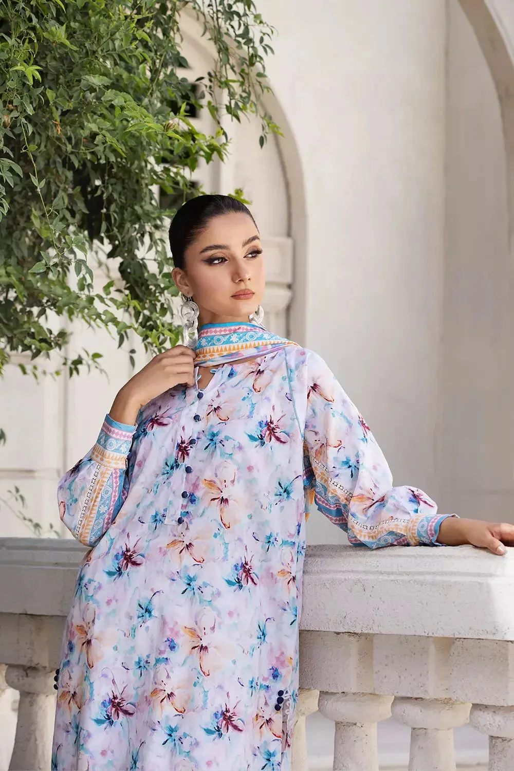 2PC Stitched Printed Lawn Shirt and Dupatta KSD-2675