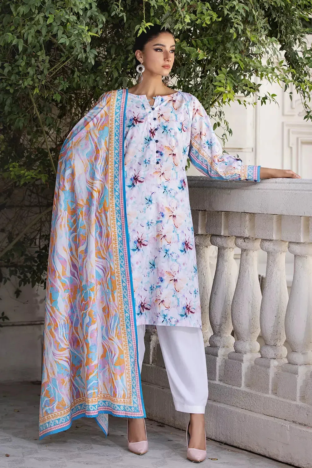 2PC Stitched Printed Lawn Shirt and Dupatta KSD-2675