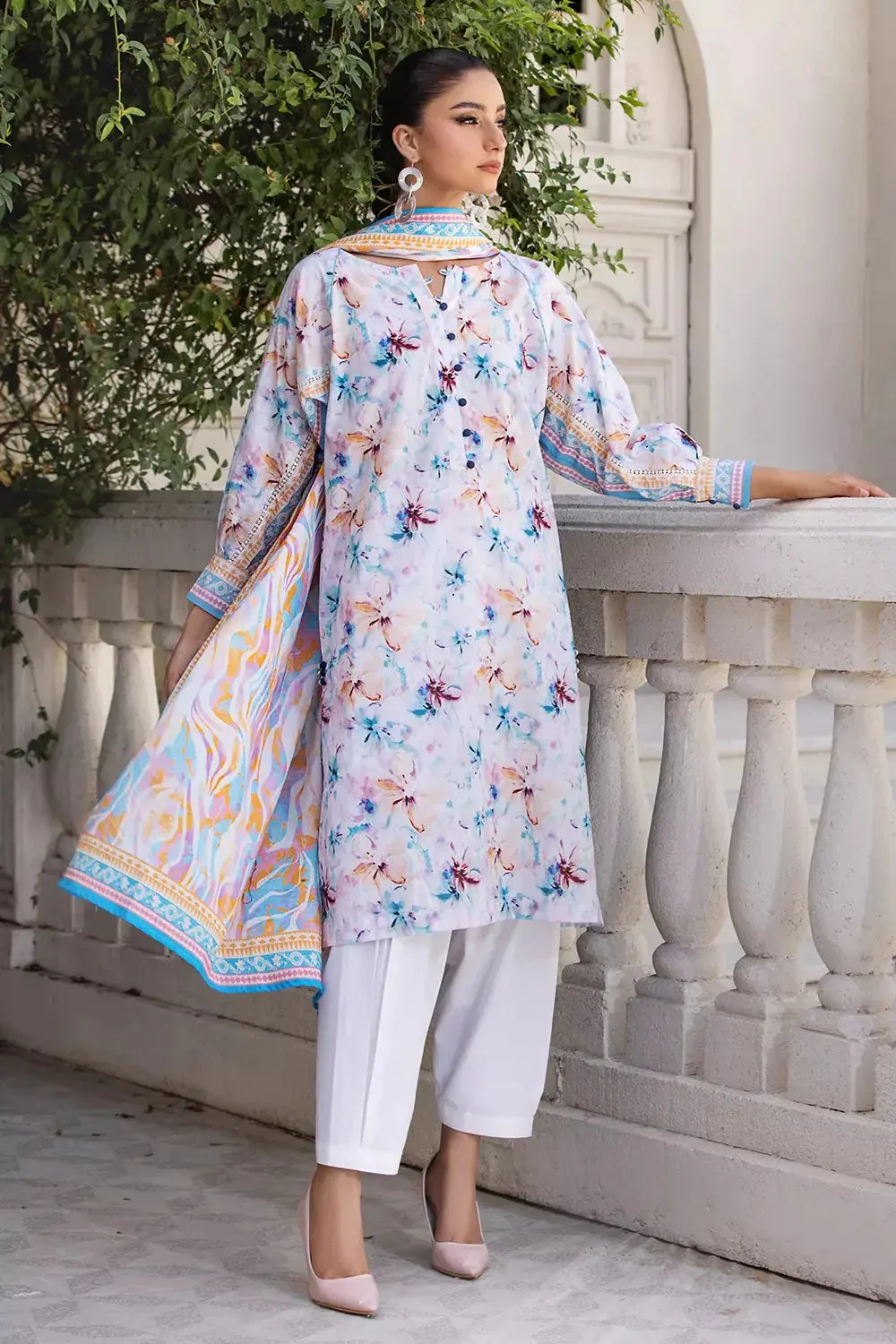 2PC Stitched Printed Lawn Shirt and Dupatta KSD-2675