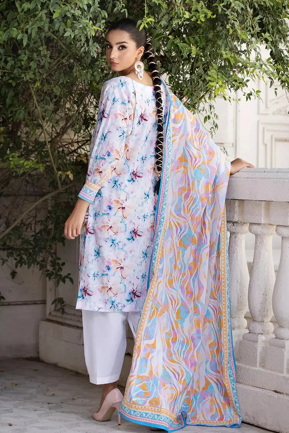 2PC Stitched Printed Lawn Shirt and Dupatta KSD-2675