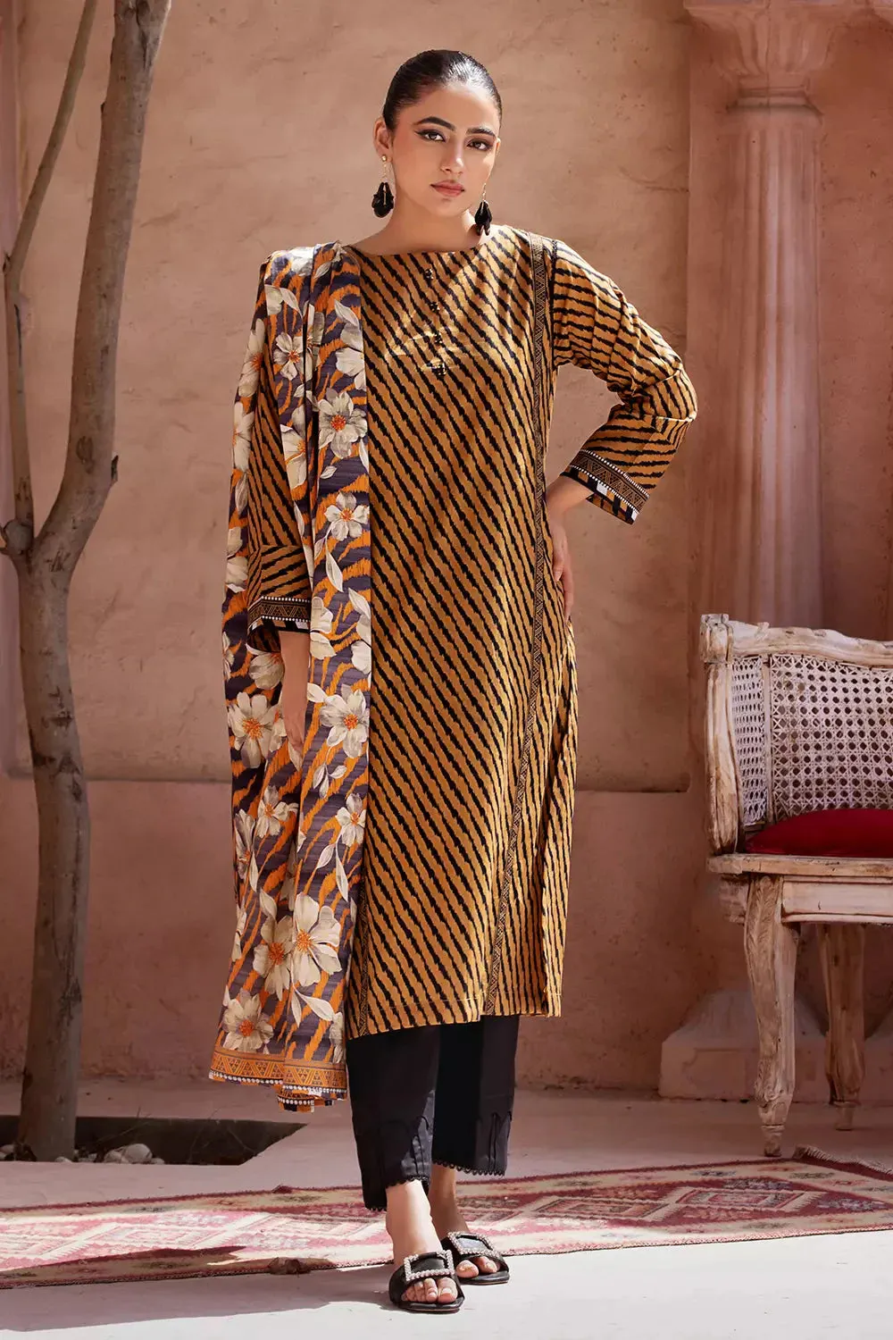 2PC Stitched Printed Lawn Shirt and Dupatta KSD-2676