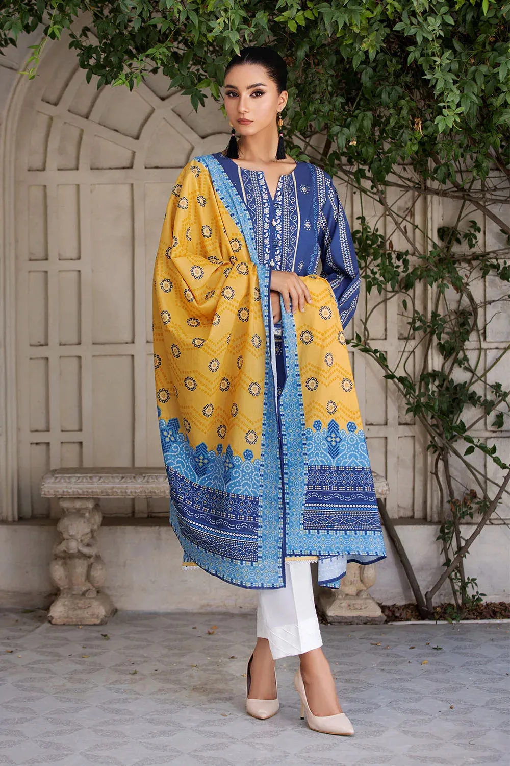 2PC Unstitched Printed Lawn Shirt and Dupatta KSD-2658