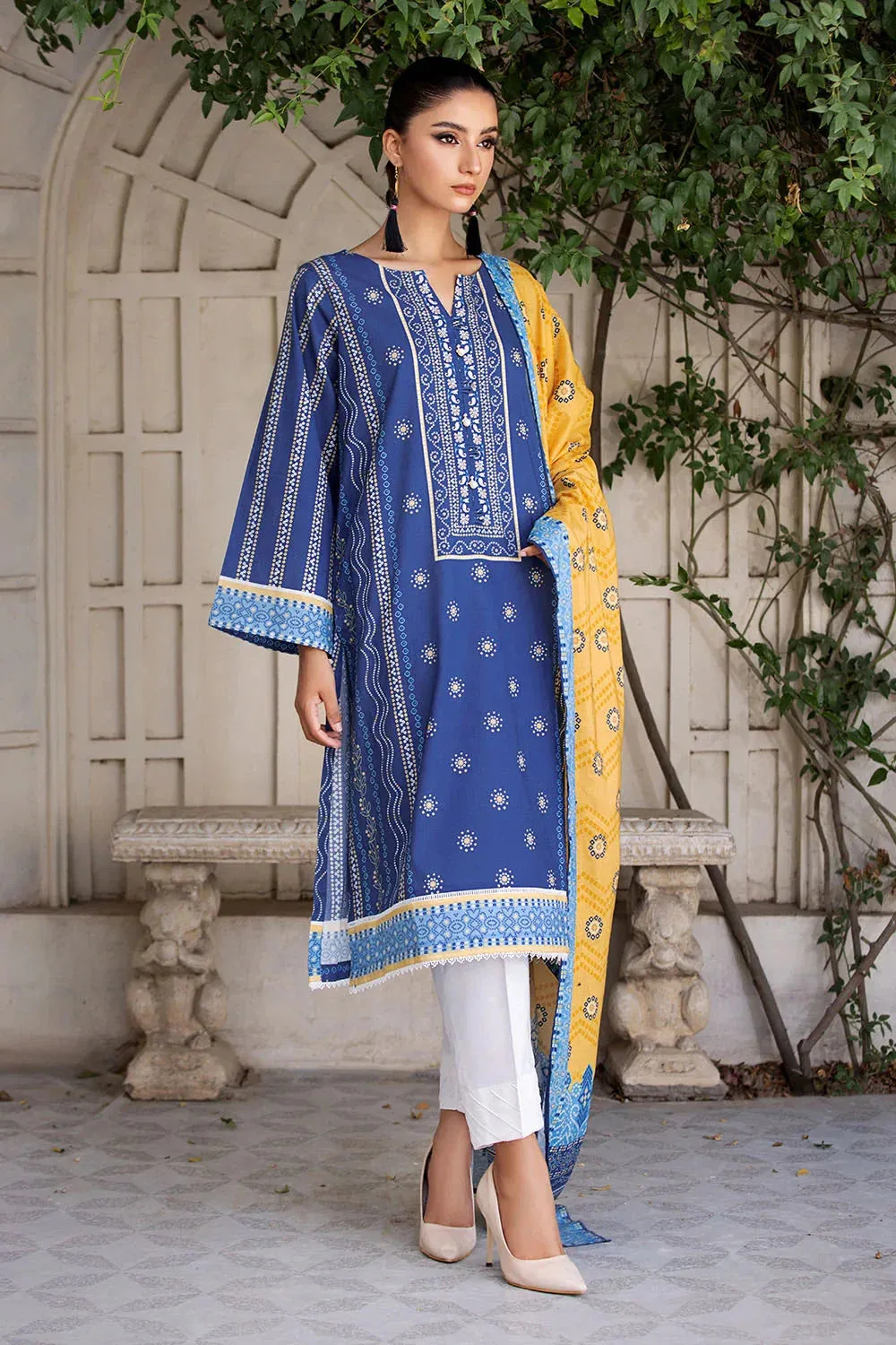 2PC Unstitched Printed Lawn Shirt and Dupatta KSD-2658