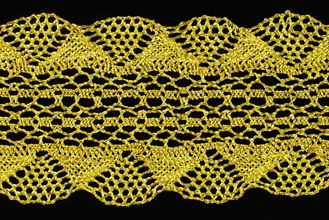 2" Brilliant Gold Metallic Crochet Lace (Made in England)