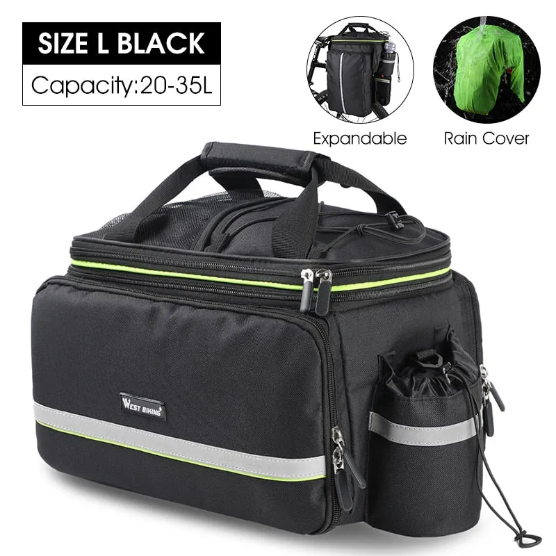 3 In 1 Waterproof Bicycle Trunk Bag MTB Road Bike Bag Large Capacity Travel Luggage Carrier Rear Seat Rack Panniers