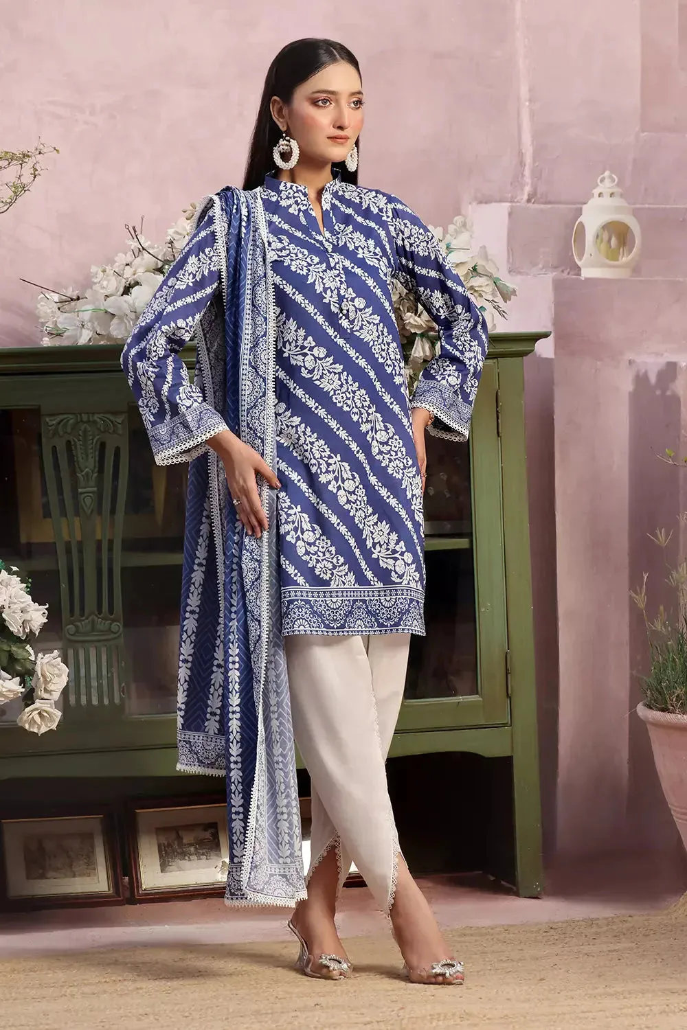 3PC Printed Unstitched Lawn Suit KLA-2792