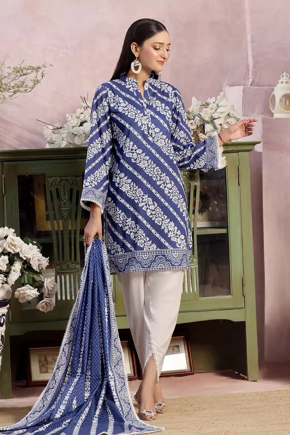 3PC Printed Unstitched Lawn Suit KLA-2792