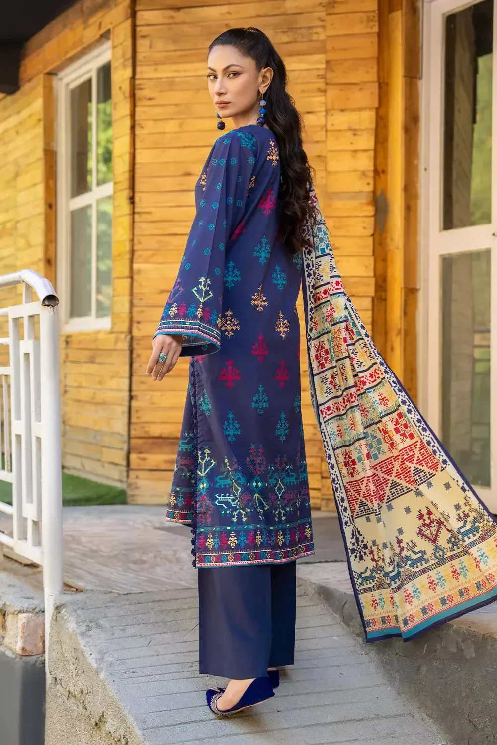 3PC Printed Unstitched Lawn Suit KLA-2803