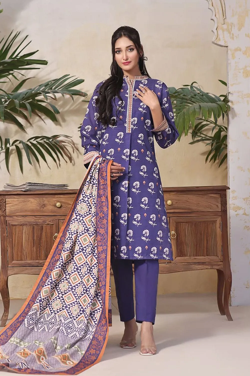 3PC Unstitched Khaddar Suit KKH-2360