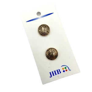 5/8" Gold Plume | Plastic Buttons | Set of 2