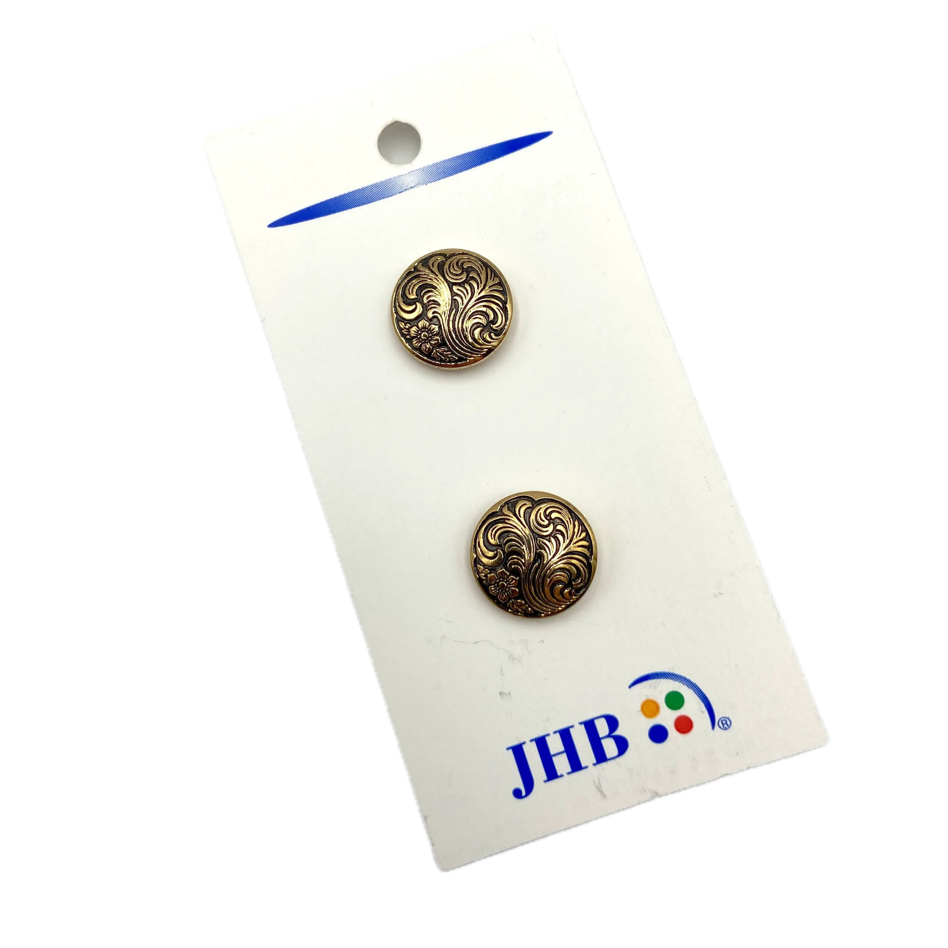 5/8" Gold Plume | Plastic Buttons | Set of 2