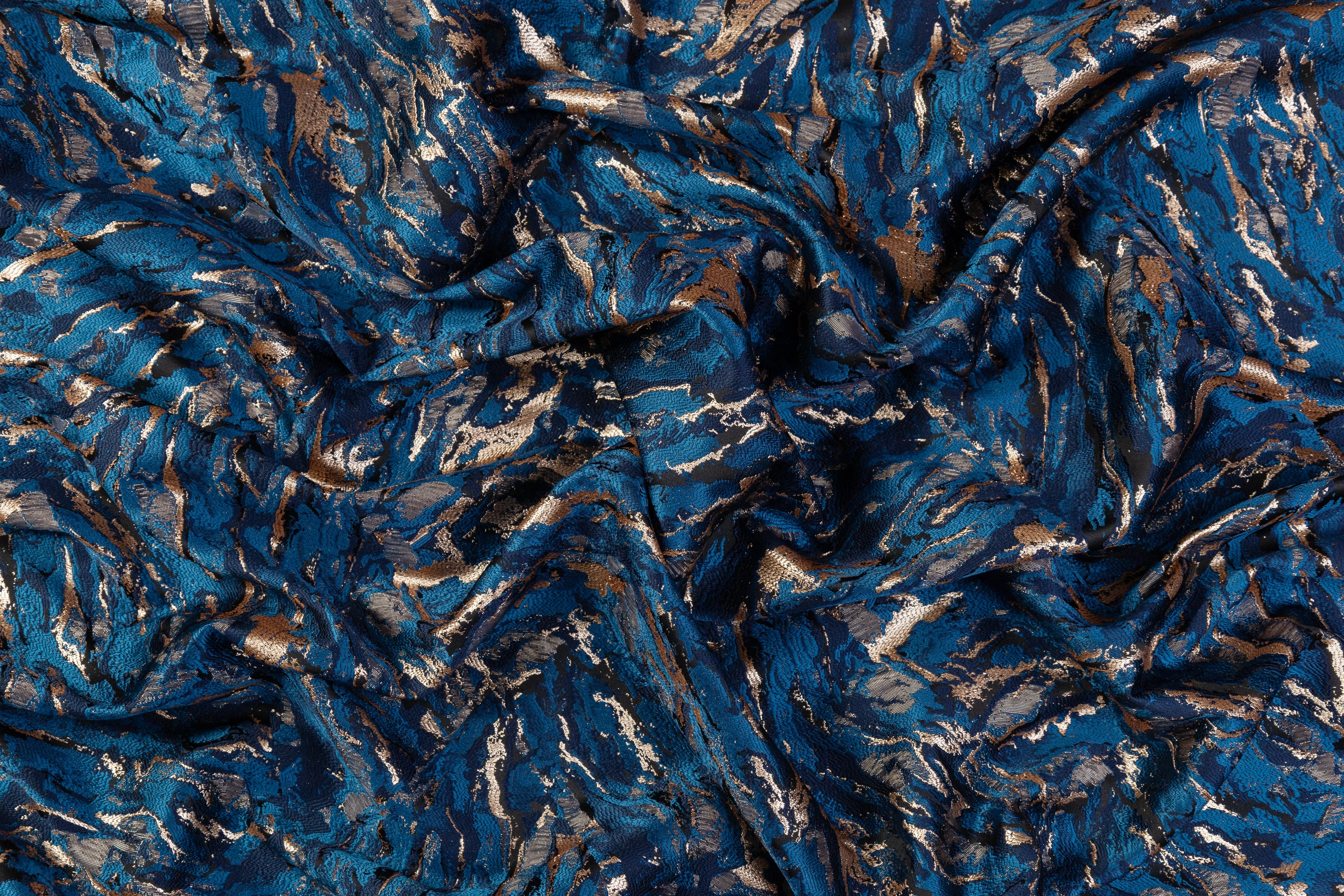 Abstract Metallic Brocade - Blue