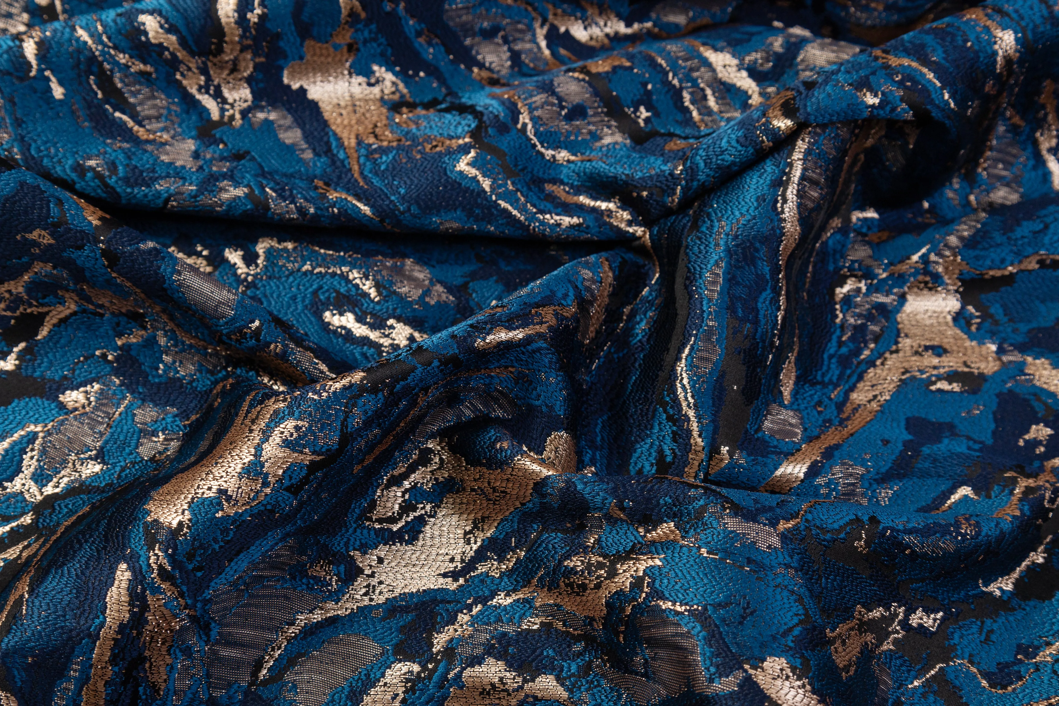 Abstract Metallic Brocade - Blue