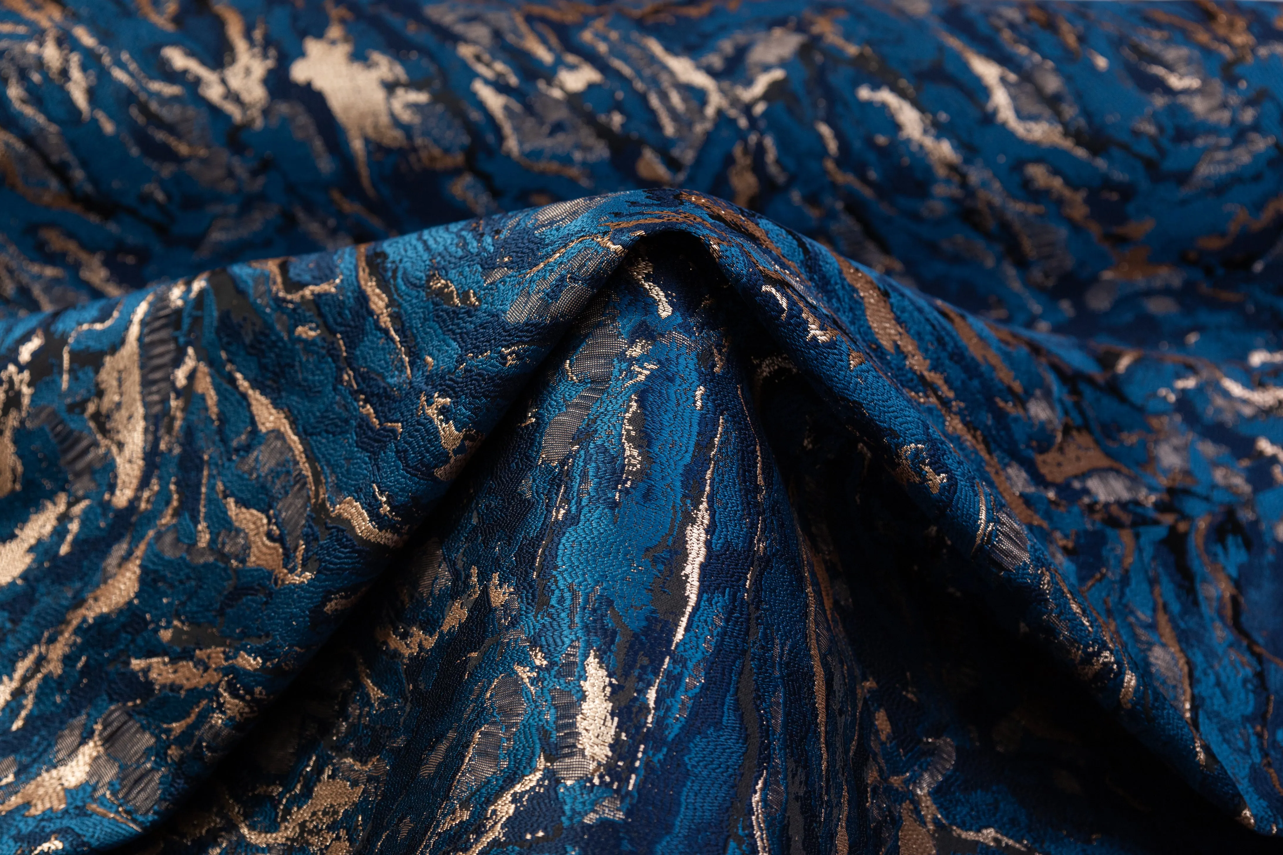 Abstract Metallic Brocade - Blue