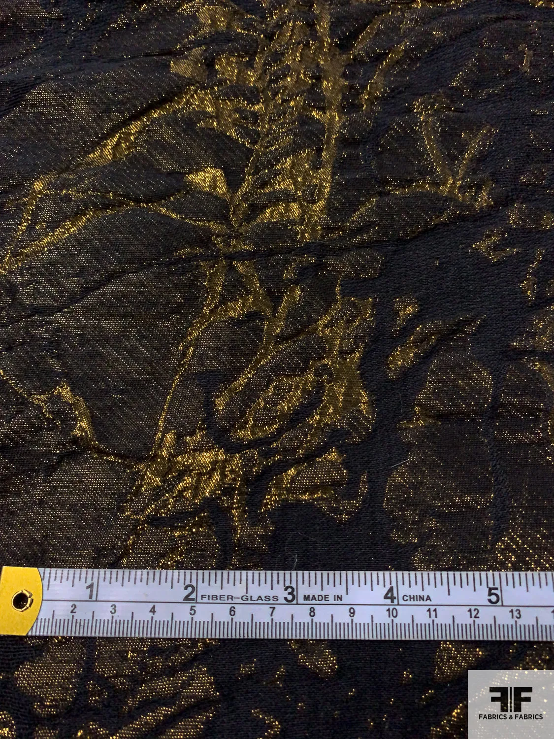 Abstract Textured Metallic Brocade - Gold / Black