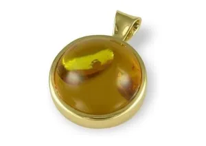 Amber Pendant, Yellow Gold