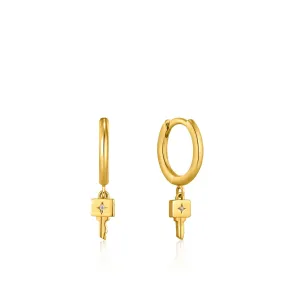 Ania Haie Gold Key Huggie Hoop Earrings