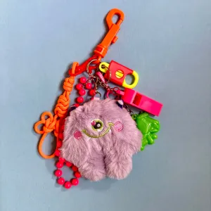 Bag charm and keyring neon 80s fluff