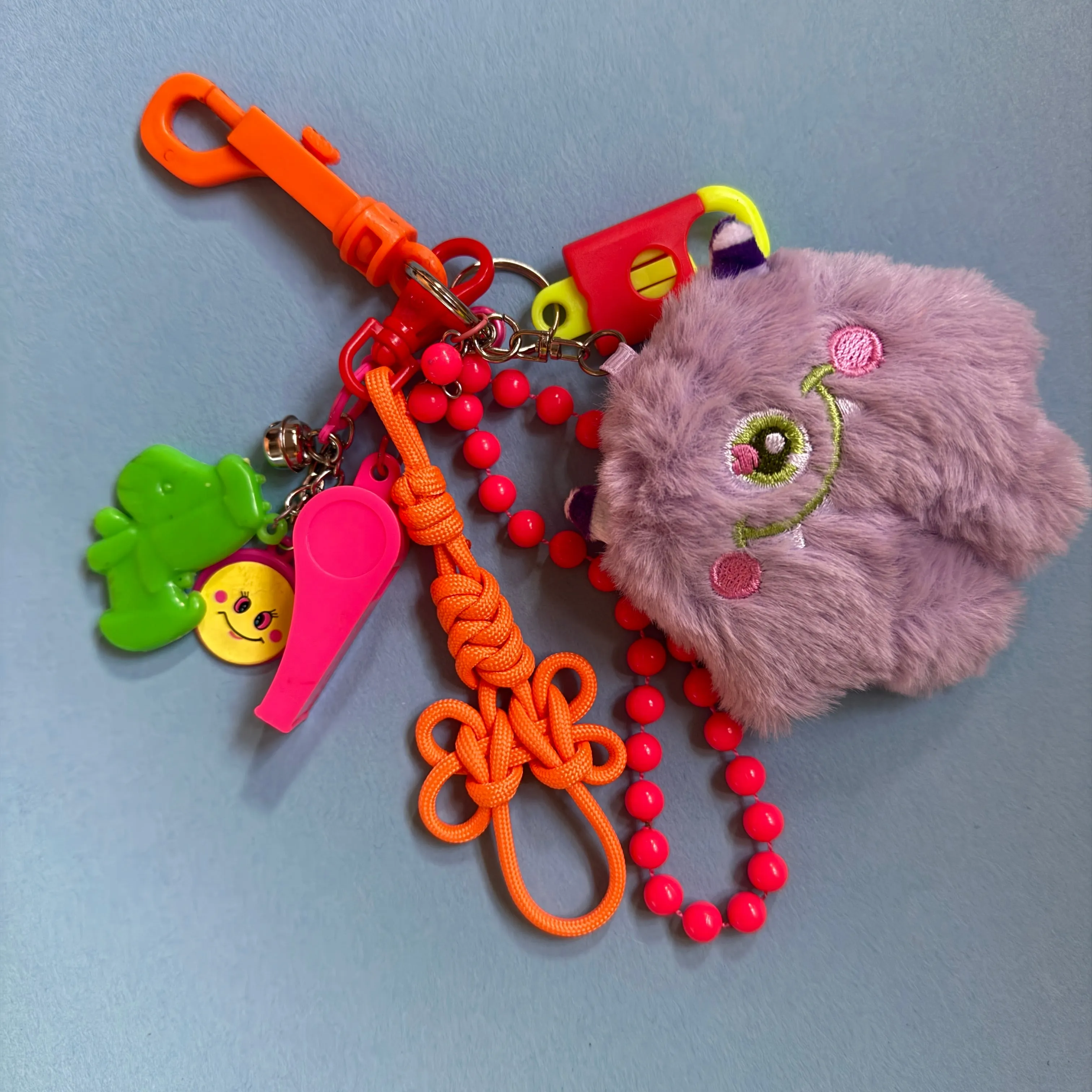 Bag charm and keyring neon 80s fluff