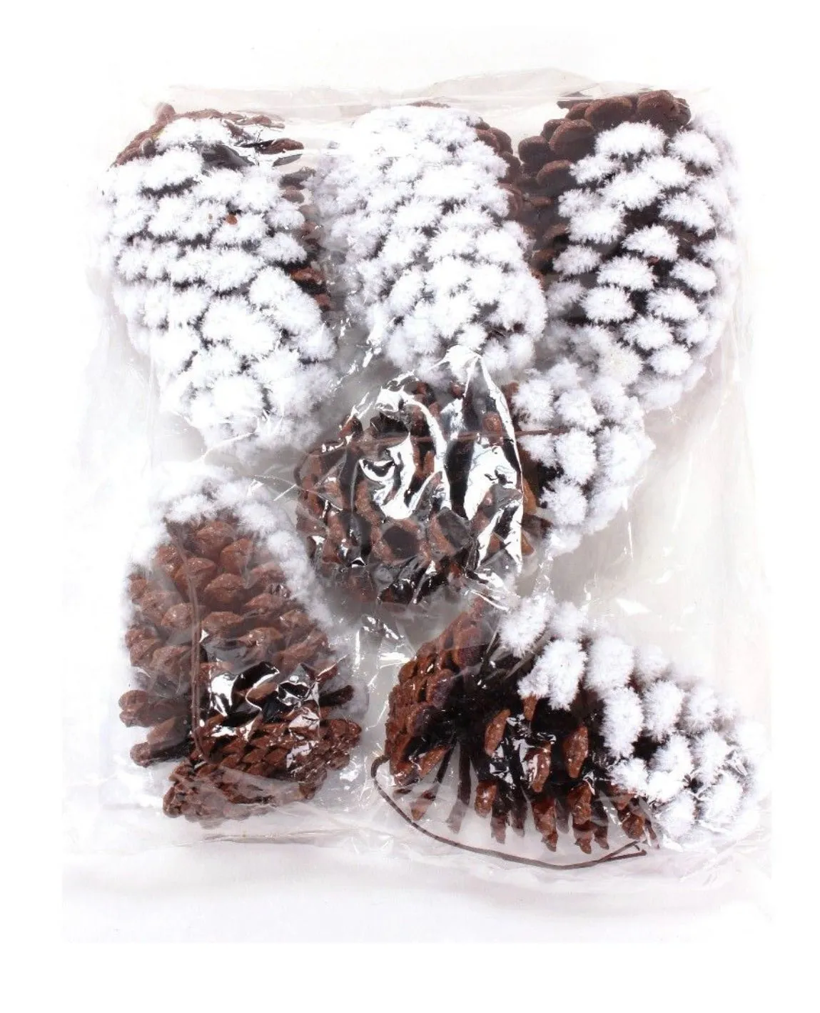 Bag of snowy pinecones x 6