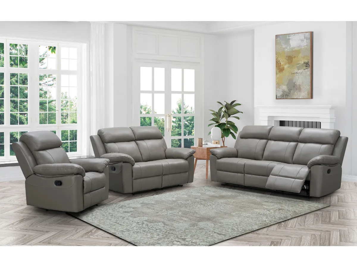 Braylen Top Grain Leather Reclining Sofa Set