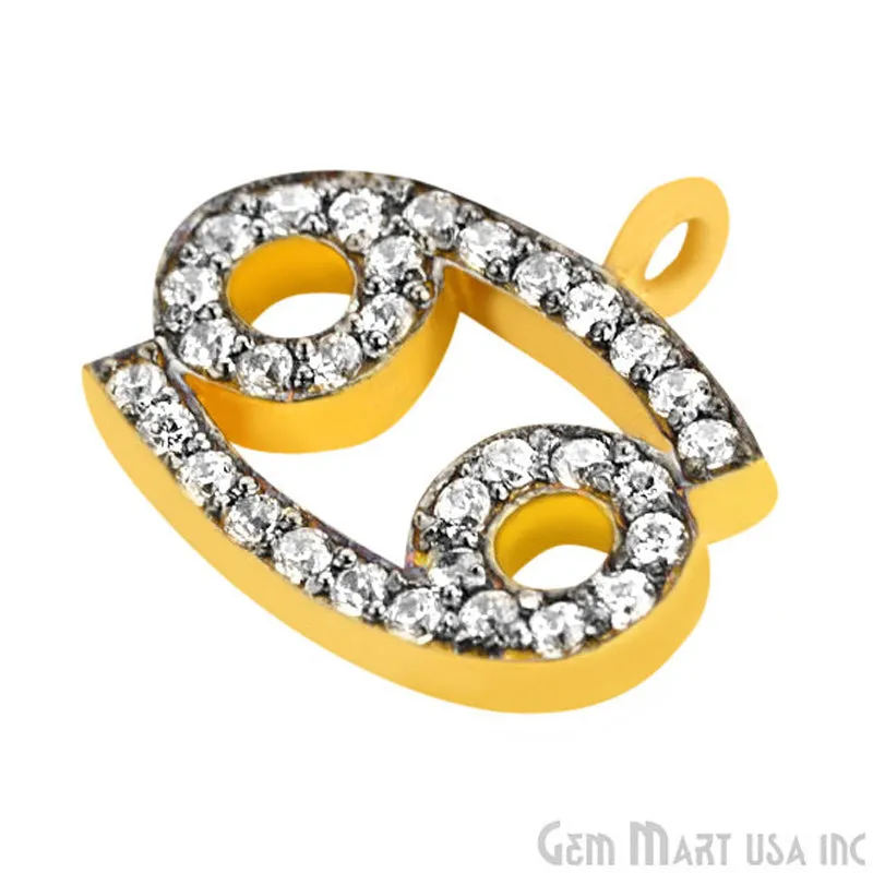 'Cancer' CZ Pave Gold Vermeil Charm for Bracelet & Pendants