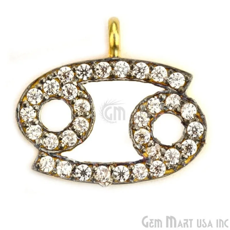 'Cancer' CZ Pave Gold Vermeil Charm for Bracelet & Pendants