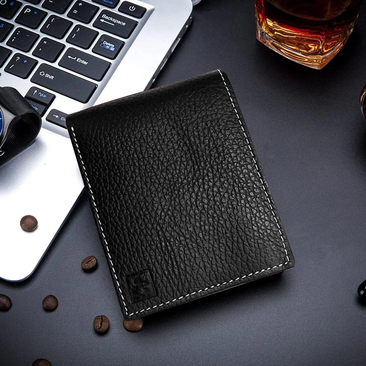 CIMONI® Premium Genuine Leather Wallet for Men Casual Wallet with RFID Protection 12 Card 1 Id Slots Slim Elegant Design Wallet (Color - Black)