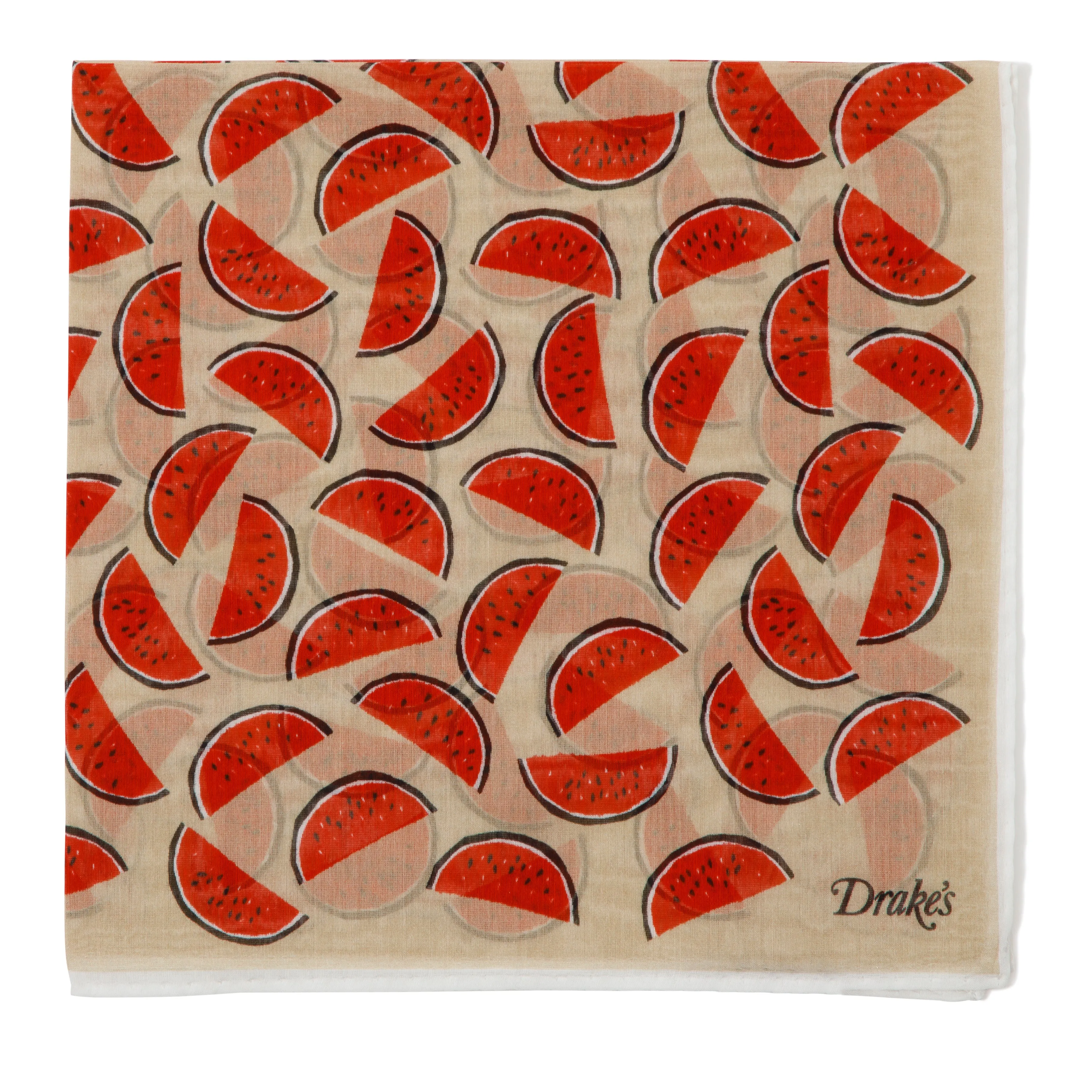 Cotton/Silk Watermelon Print Pocket Square