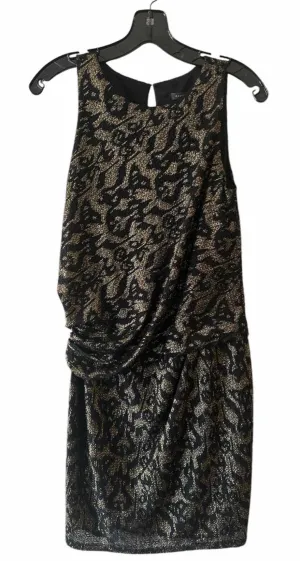 David Meister Black and Metallic Gold Size 4 Dress