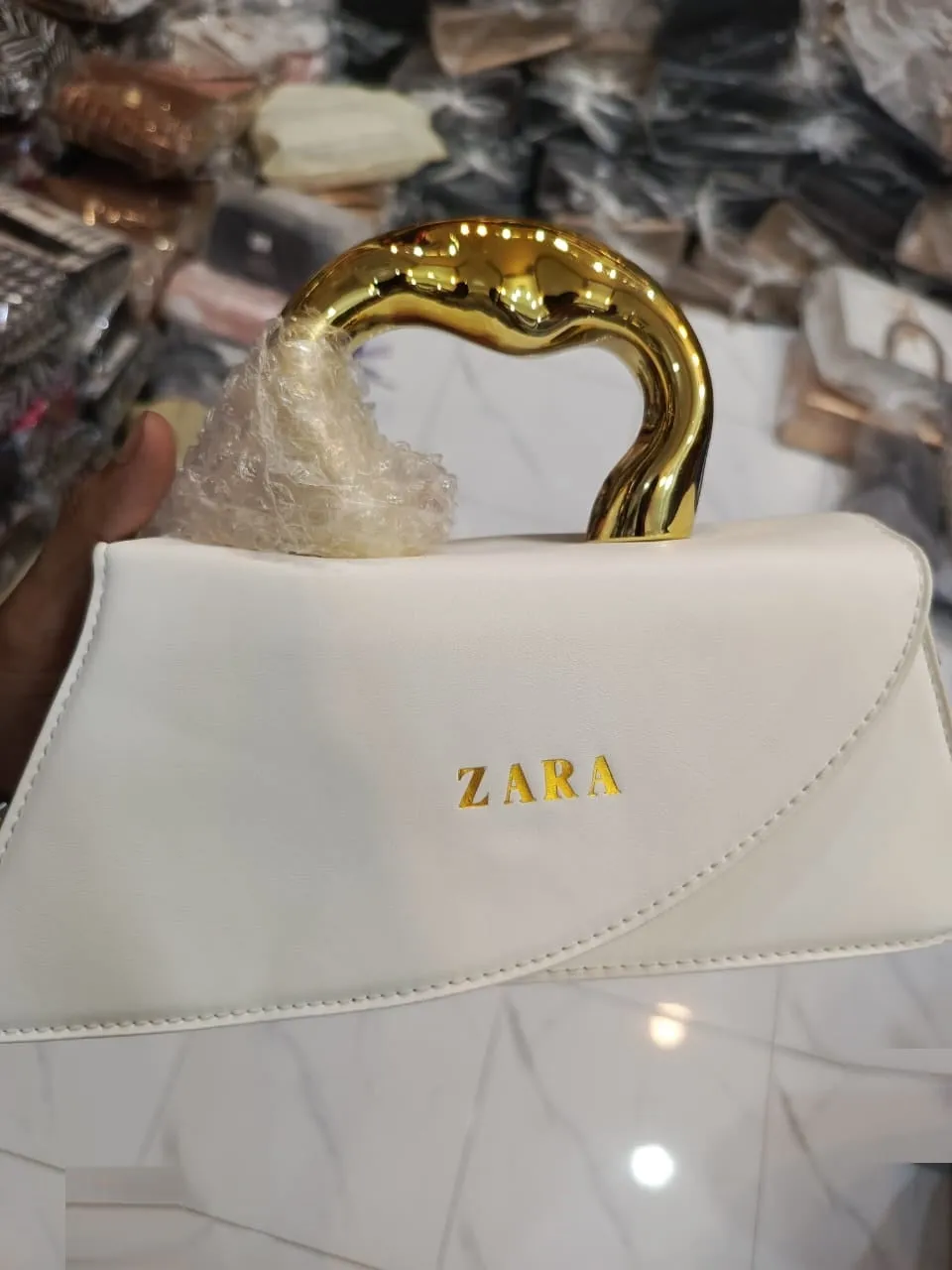 Elegant Women's Bag - Zara Edition with Brand Tag and Logo (White)