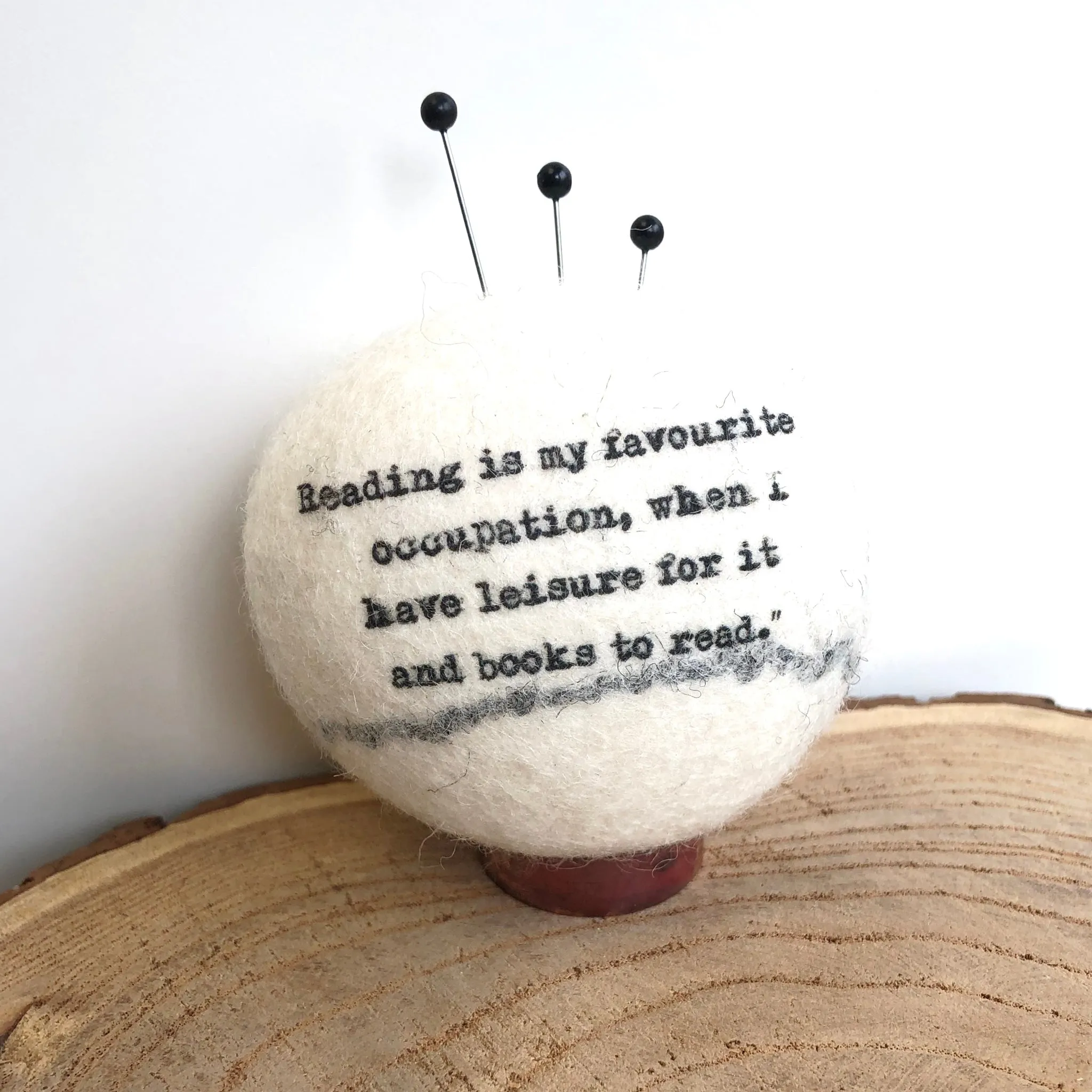 Felt pebble pin cushion - Anne Brontë 2