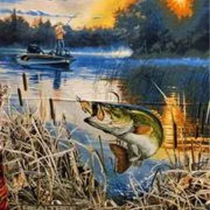 Fishing Fabric Panel, Realtree Bass Fishing Fisherman Cotton