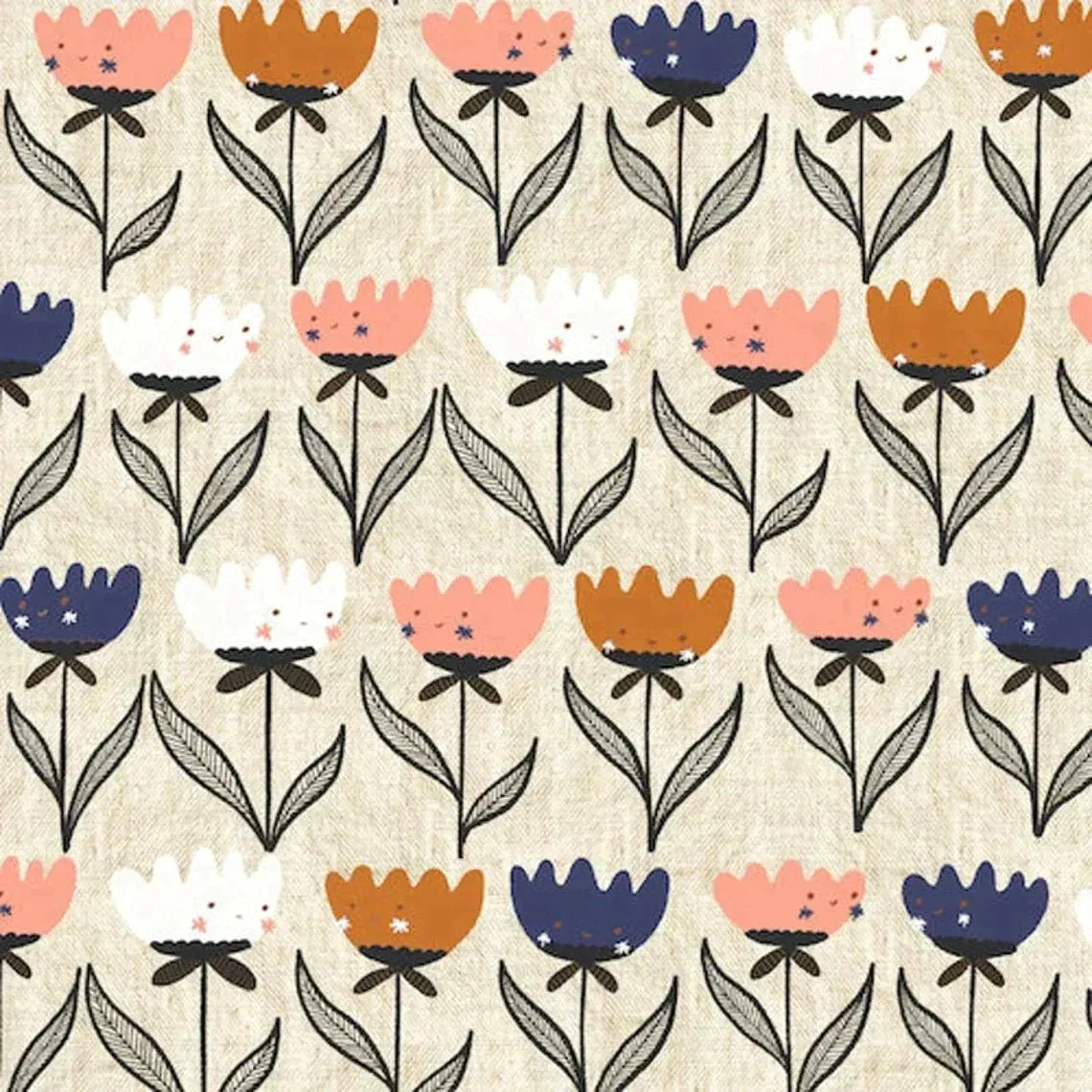 Flower Friends, Plant Peeps Range, Organic Cotton Fabric