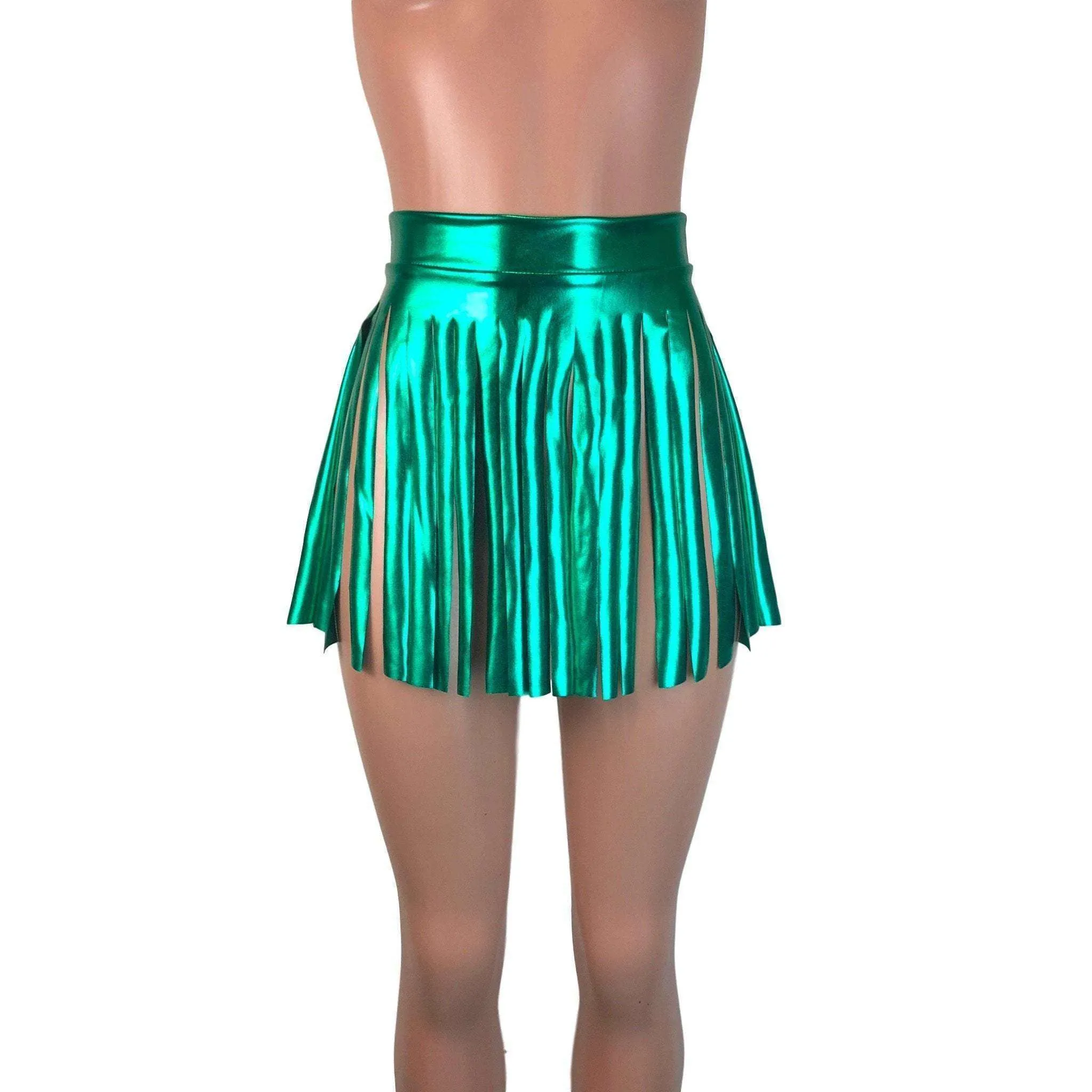 Fringe Skirt - Green Metallic