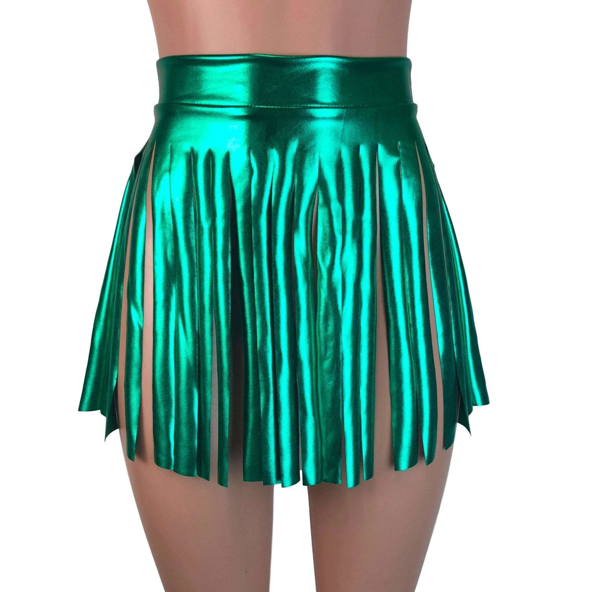 Fringe Skirt - Green Metallic