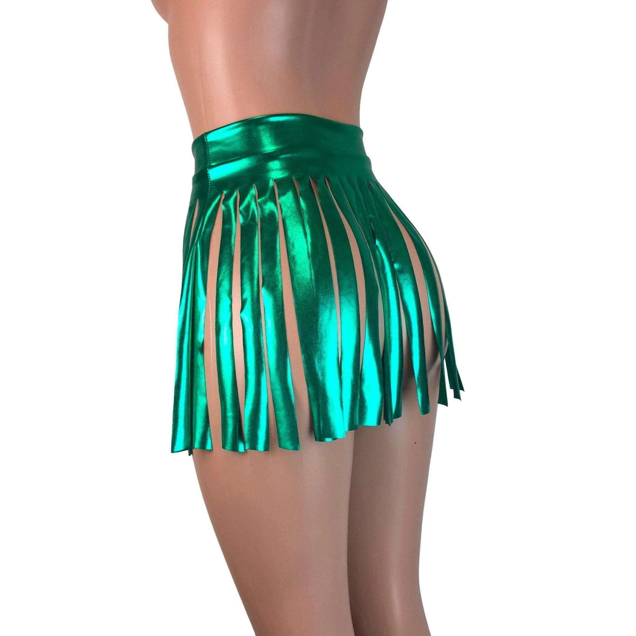 Fringe Skirt - Green Metallic