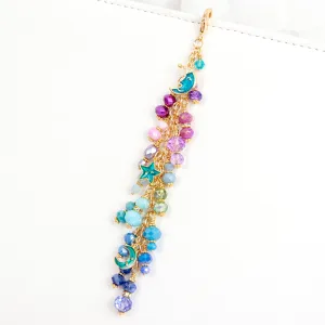 Galaxy Charm with Enamel Moon and Star Charms in Gold with Purple, Aqua and Blue Ombre Dangle