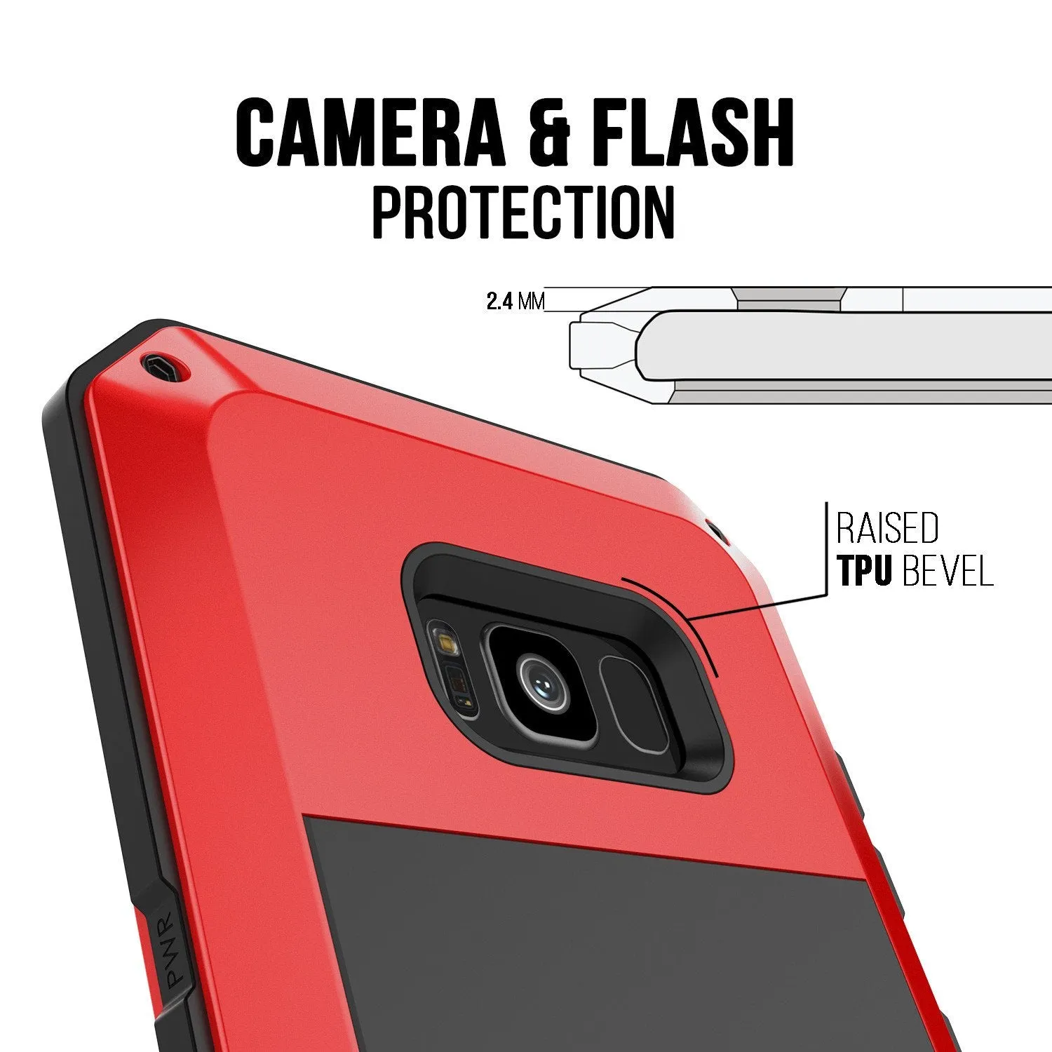 Galaxy Note 8  Case, PUNKcase Metallic Red Shockproof  Slim Metal Armor Case [Red]