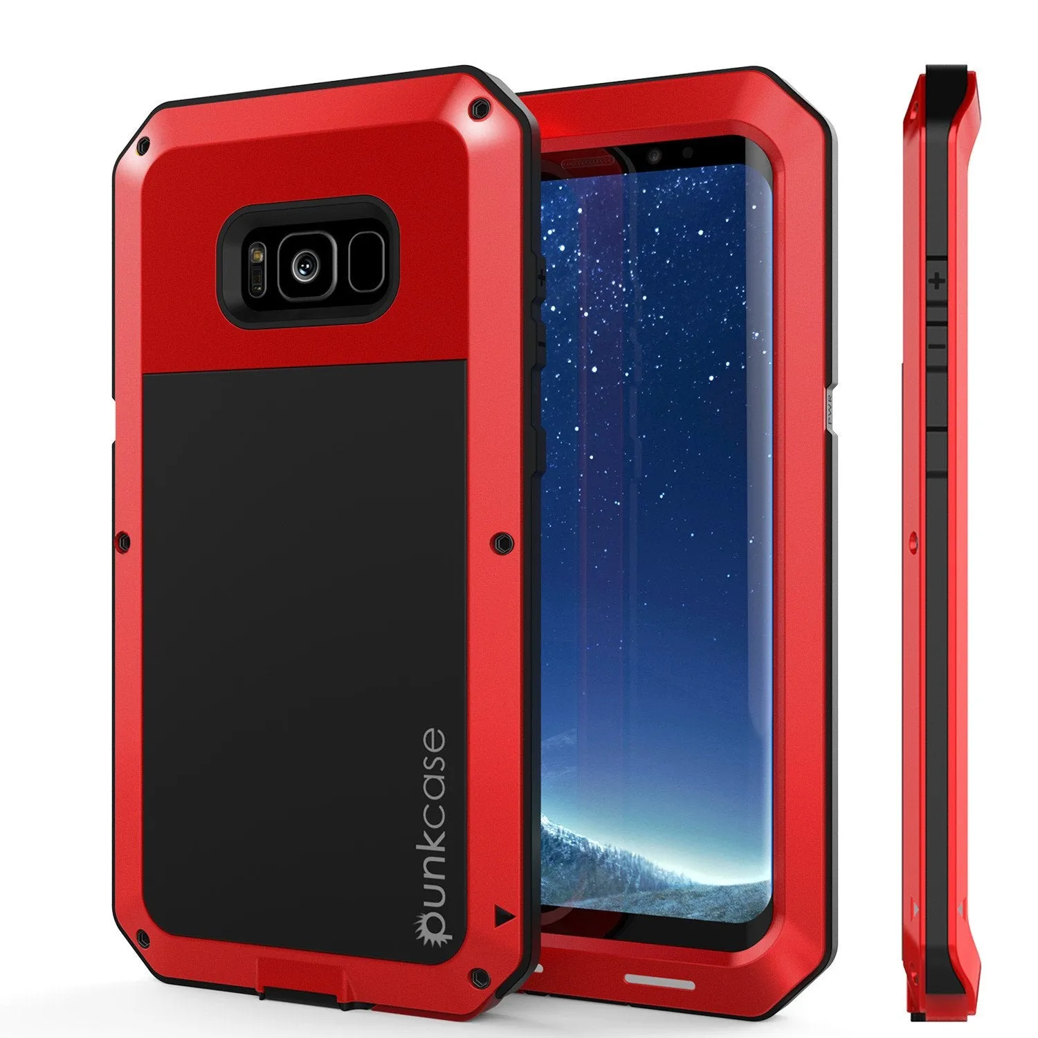 Galaxy Note 8  Case, PUNKcase Metallic Red Shockproof  Slim Metal Armor Case [Red]