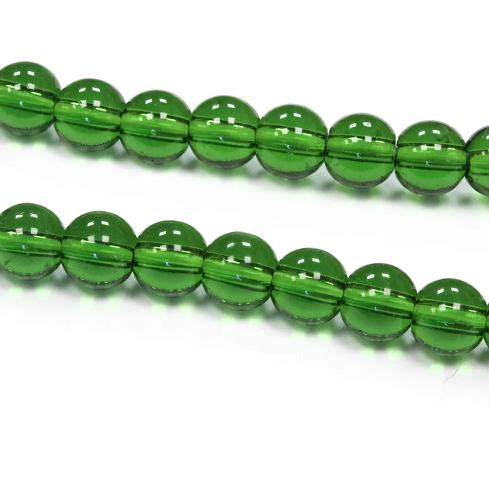 Glass Round Green 6mm - 1 String