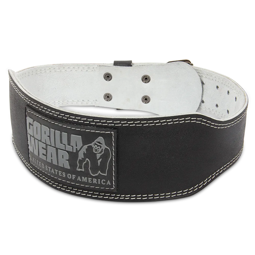 Gorilla Wear 4 Inch Padded Leather Lifting Belt - Black/Gray